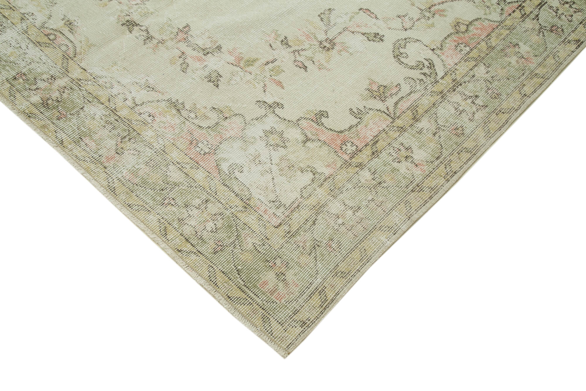 Turkish hand-knotted decorative 1970s beige carpet 170 cm x 295 cm