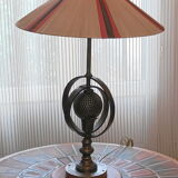Wrought iron lamp with armillary sphere decorations