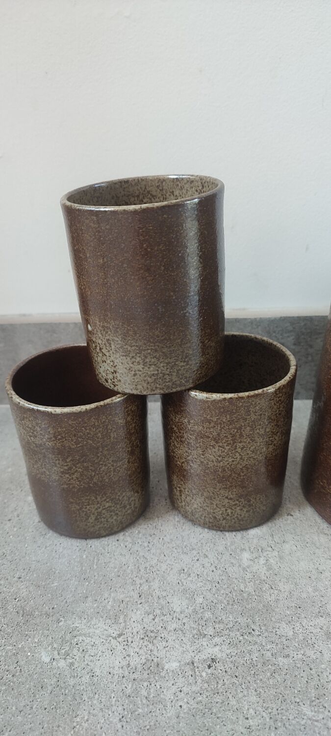 Ceramic workshop service in stoneware signed by karoly balogh.