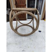 Pouf 1900 bois courbé hêtre et cannage