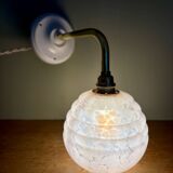 Vintage angled globe wall light in pink Clichy glass