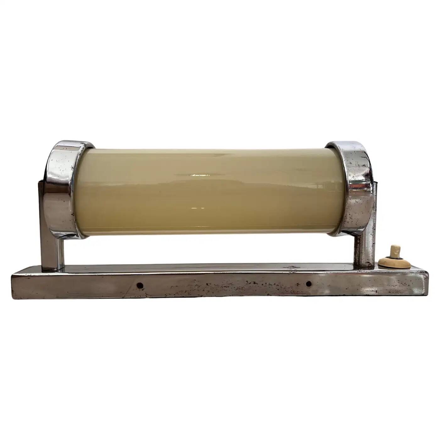 Lampe murale en verre laiteux chrome Bauhaus / Fonctionnaliste - années 1930