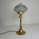 Ancienne lampe a poser laiton & verre vintage