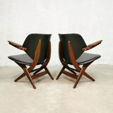 Set of 2 vintage Webe scissor Pelican armchairs by Louis van Teeffelen