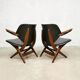 Set of 2 vintage Webe scissor Pelican armchairs by Louis van Teeffelen