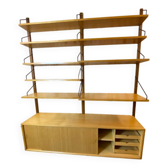 Vintage Scandinavian Oak Wall Unit by Poul Cadovius for Royal System, 1960s