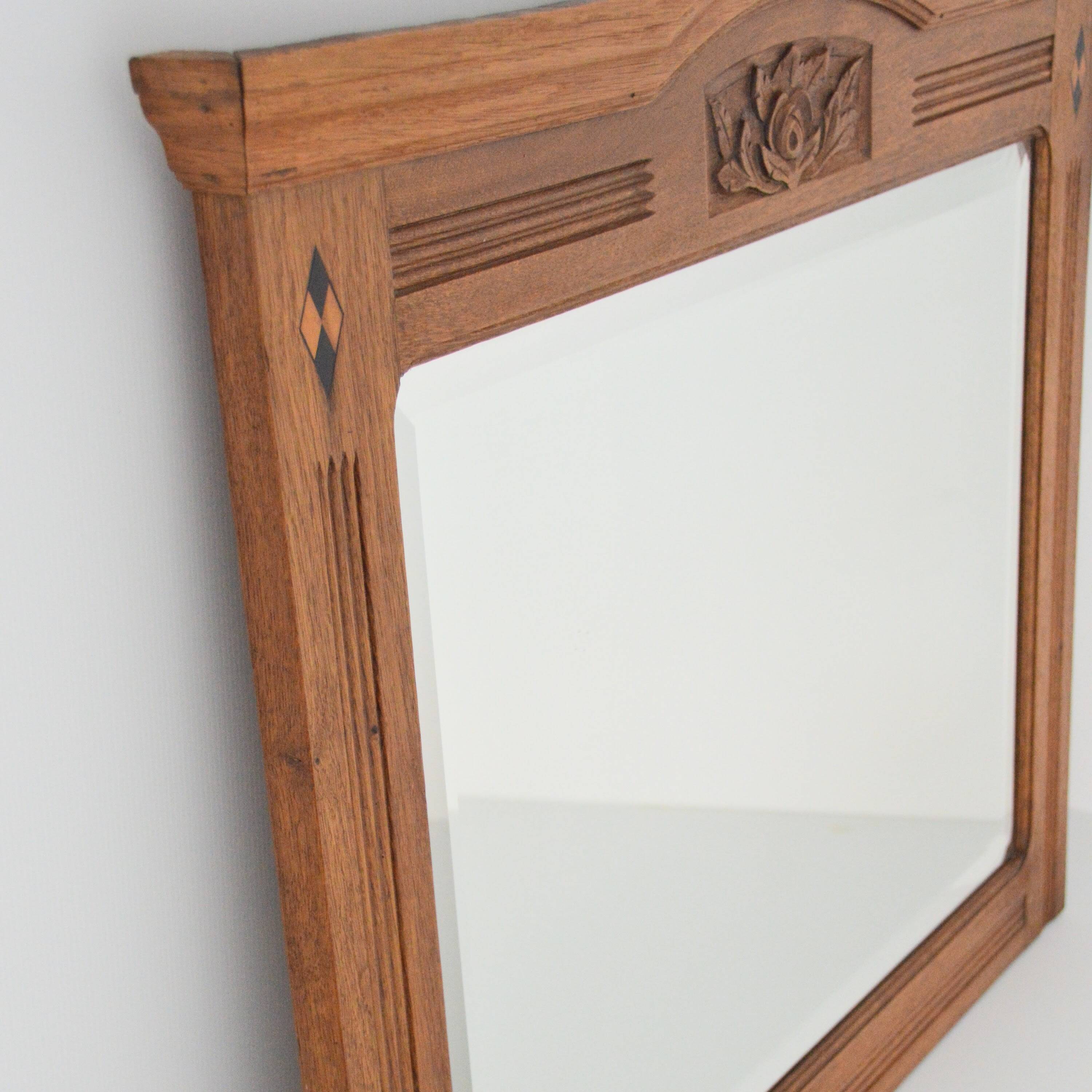 Grand miroir biseauté ancien vintage 1930