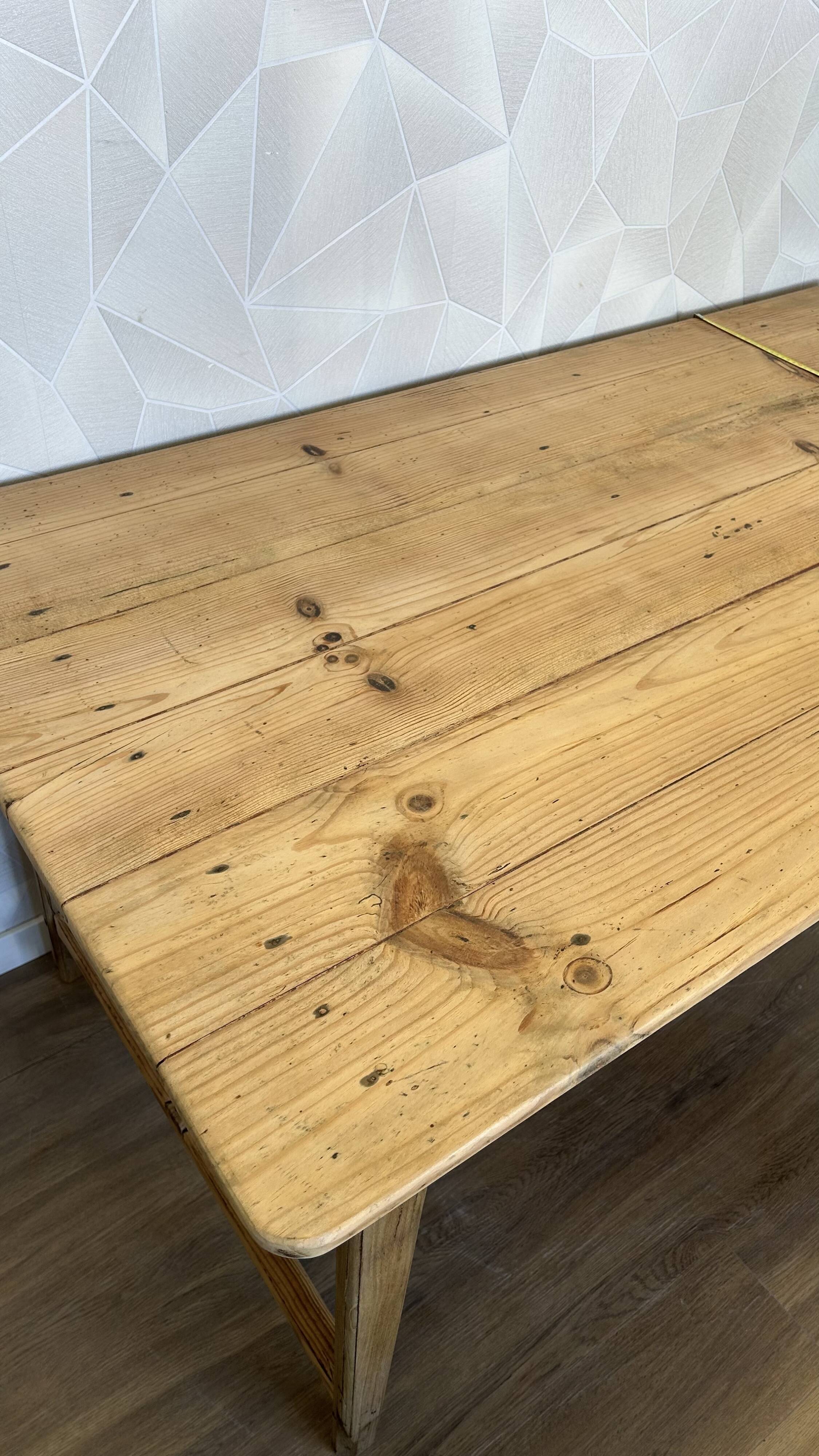 Solid wood farmhouse table, stripped and varnished