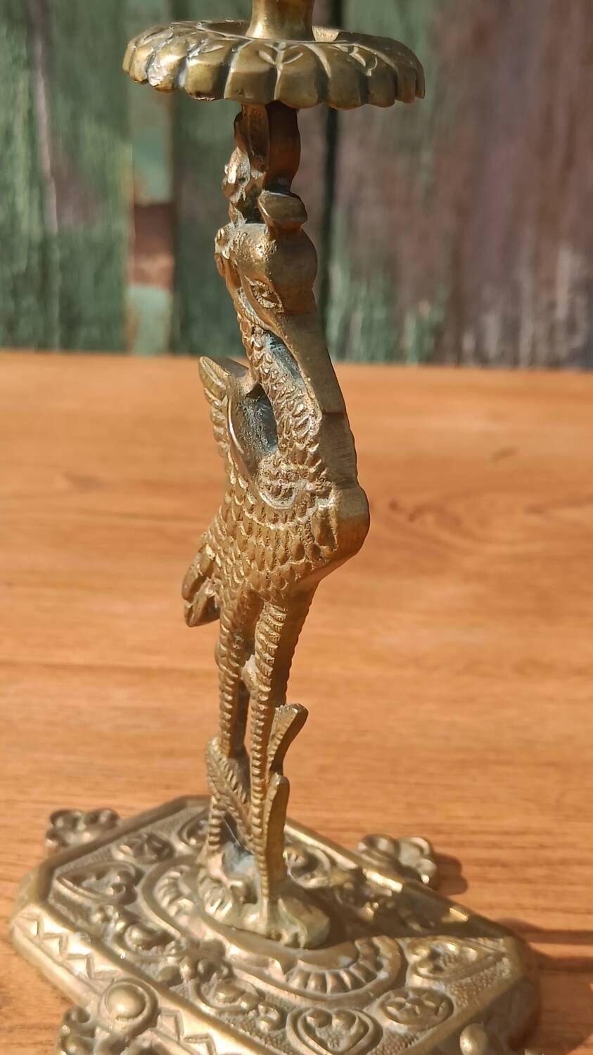 Bronze candlesticks, heron, Orientalist Art Deco