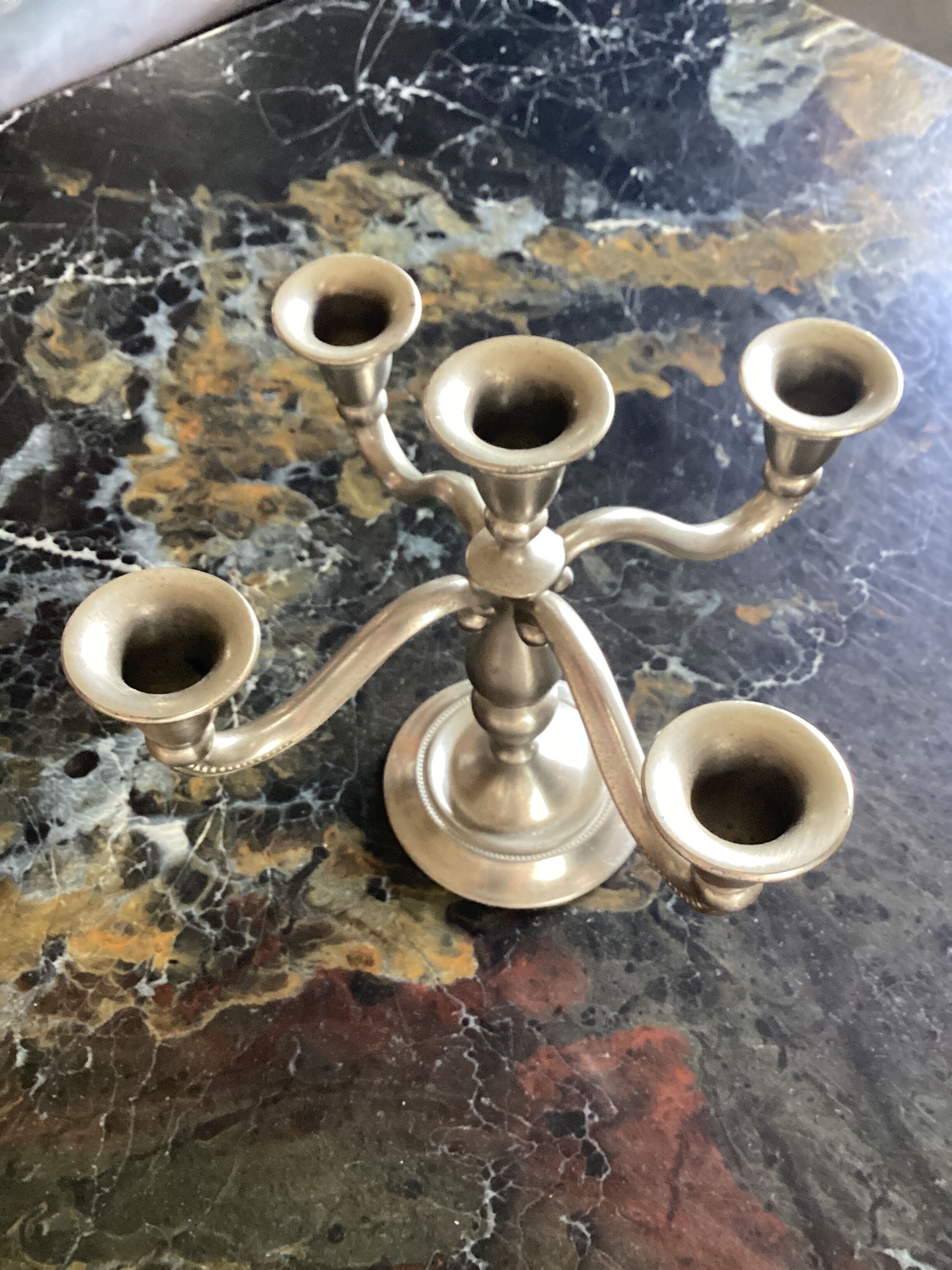 Royal Holland pewter candle holder with five candles dimension: height -20cm- width -18cm-