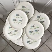 Lot de 6 assiettes plates modèle Poisson Saint-Amand années 50