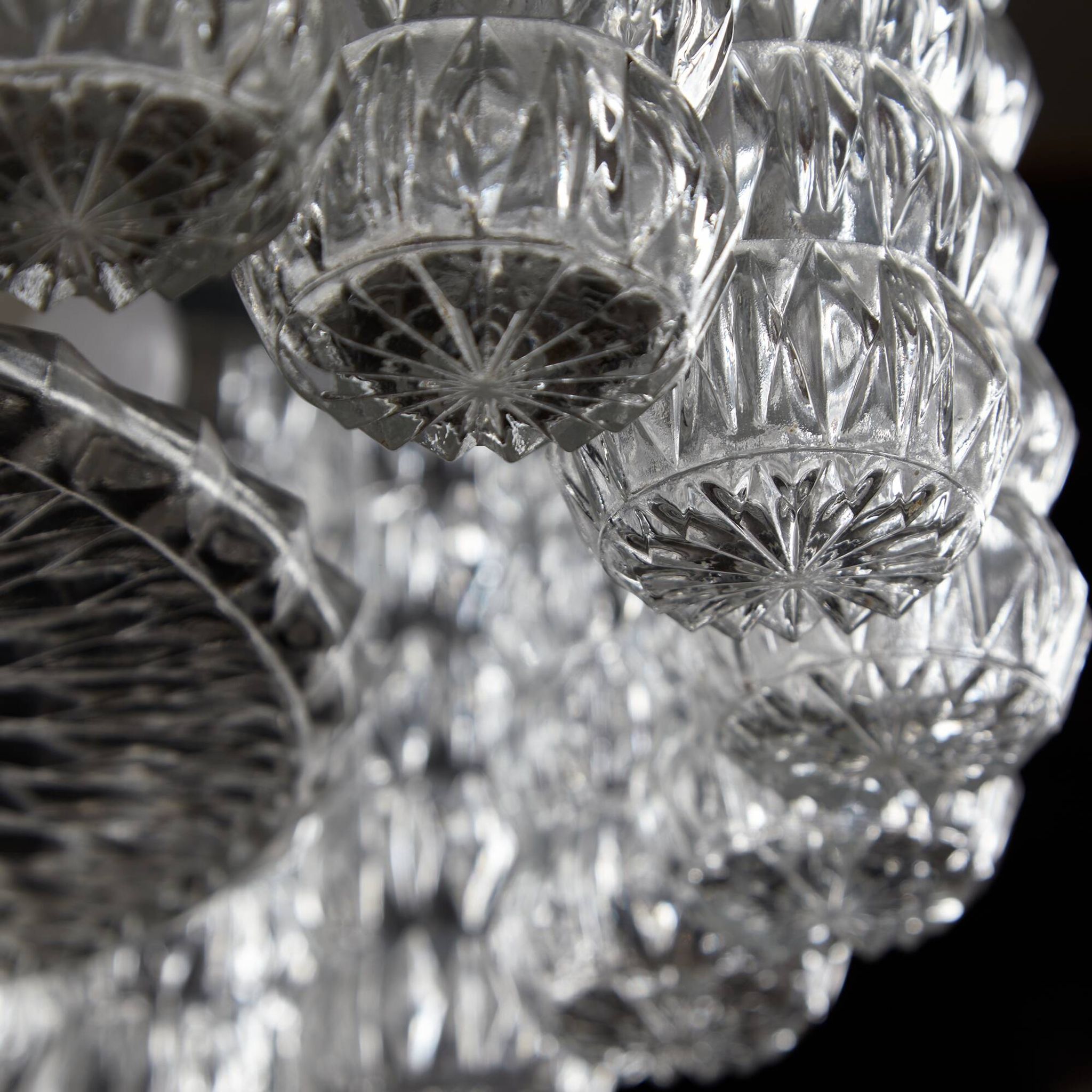 Glass and chrome chandelier