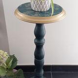 Vintage blue and gold pedestal table