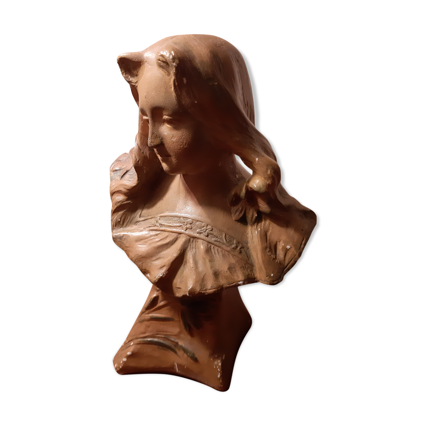 Bust in old plaster 1900 Art Nouveau signed Hochoch