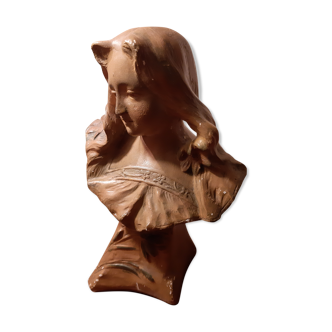Buste en plâtre ancien 1900 Art nouveau signé Hochoch