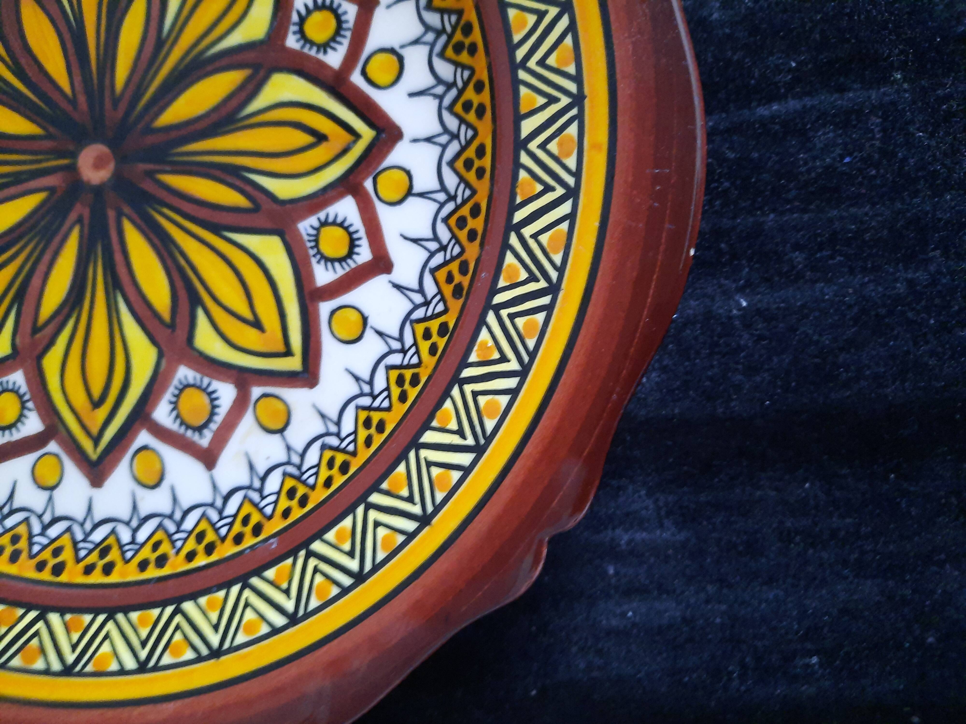 Old henriot quimper plate earthenware rosette decoration