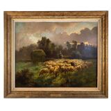 Alexandre Aymar Pezant (1846 – 1916) "The Return of the Herd". Large HST