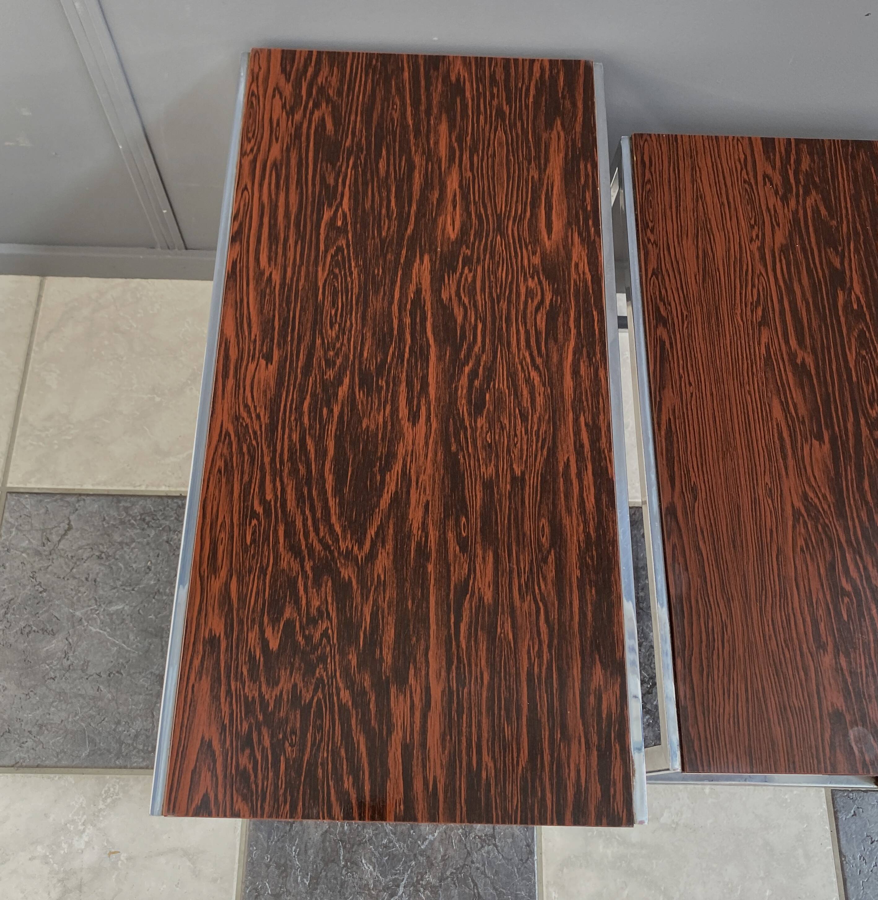 Chrome and rosewood nesting set 1970s
