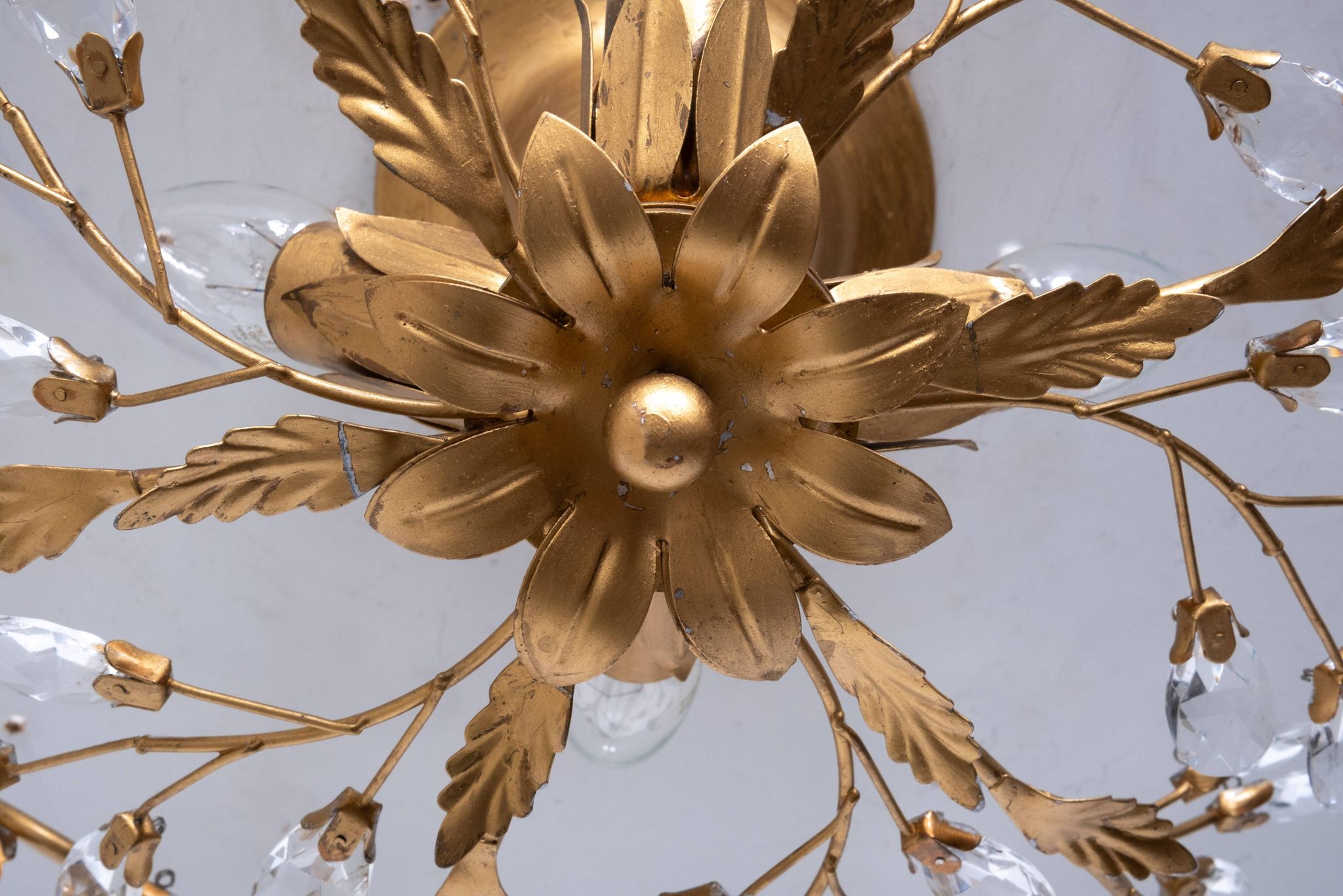 Gilded floral flush mount light attrib to banci firenze