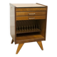Unique 1960s bedside table with 15 complete games, compass legs, 1960s