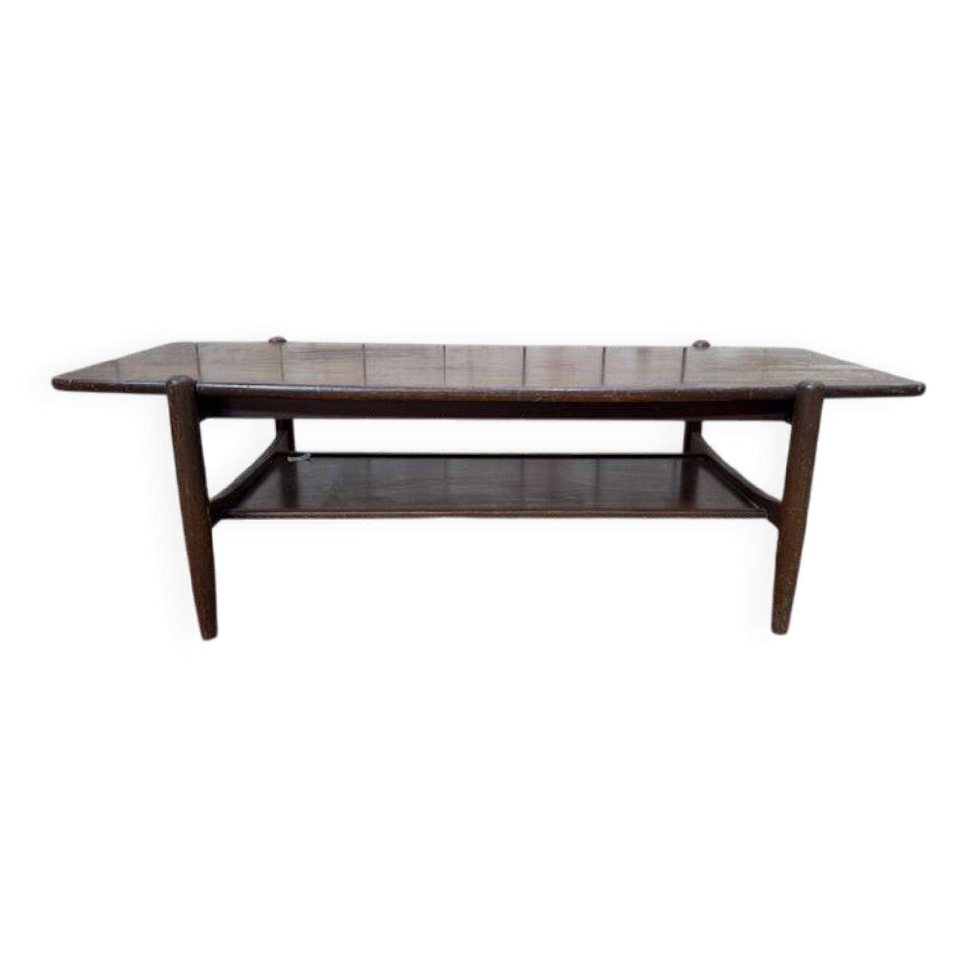 Table basse scandinave en acajou à double plateau