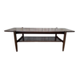 Table basse scandinave en acajou à double plateau