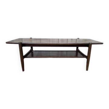 Table basse scandinave en acajou à double plateau