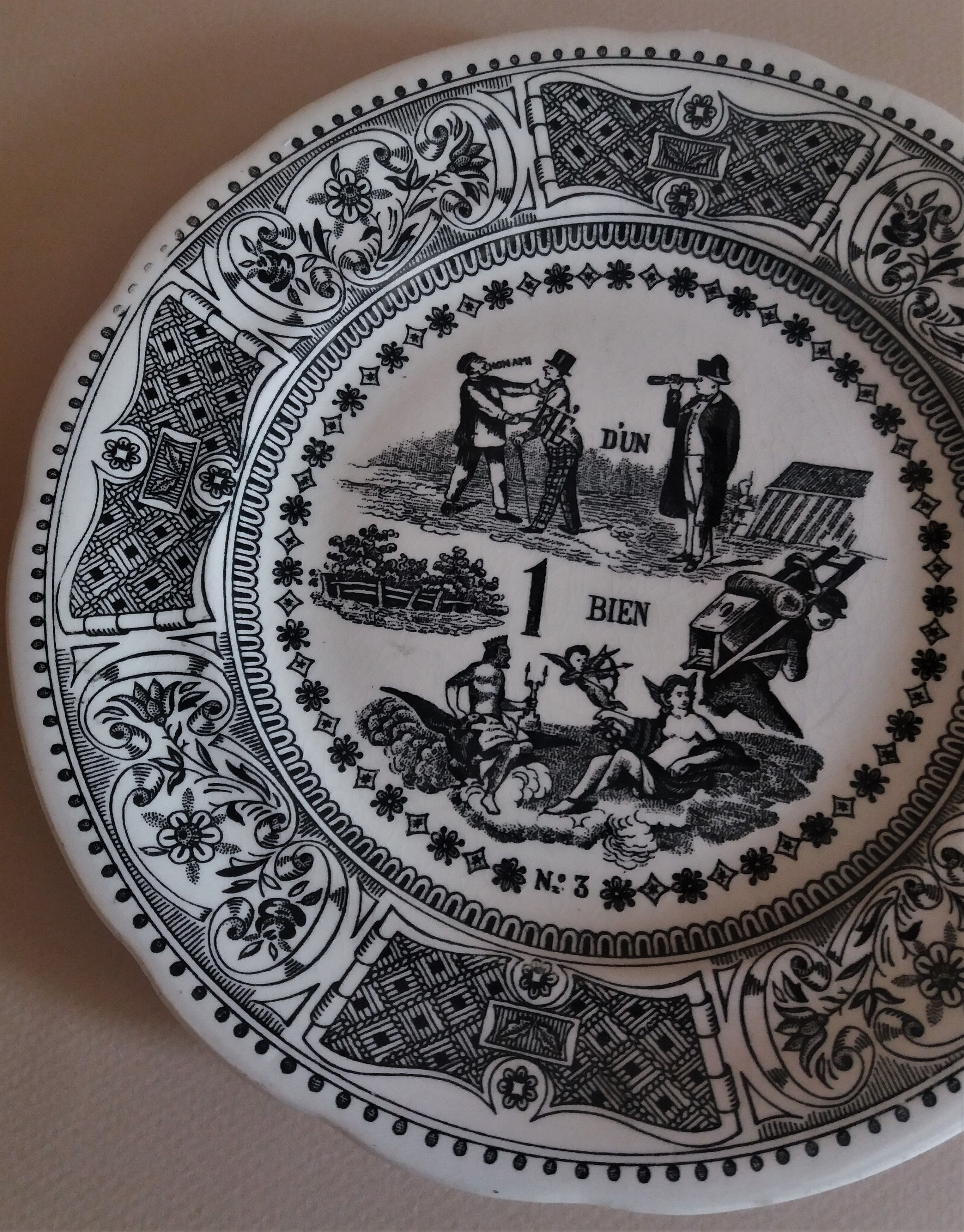 Gien earthenware rebus talking plate