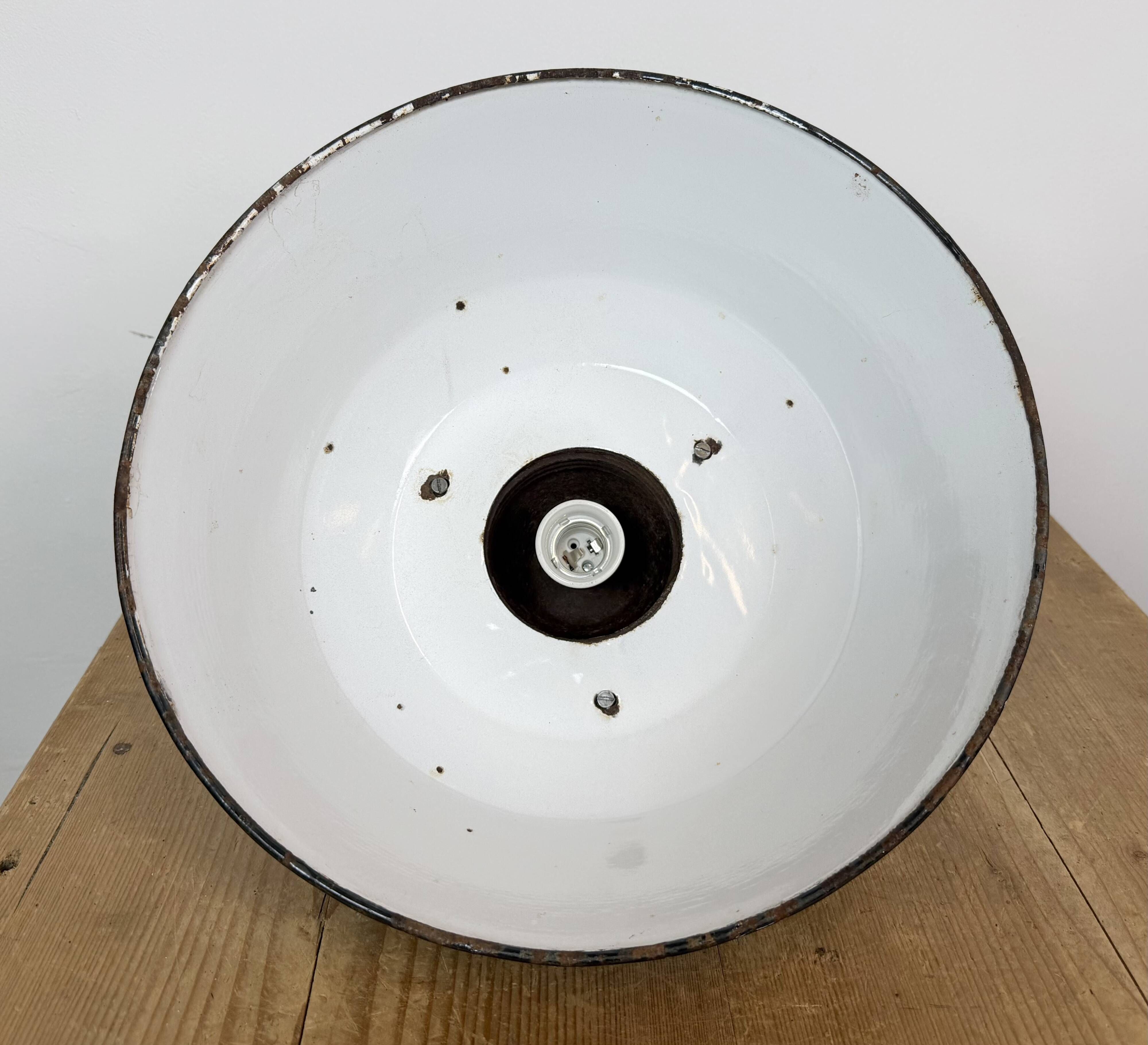 Industrial Grey Enamel and Cast Iron Pendant Light, 1960s