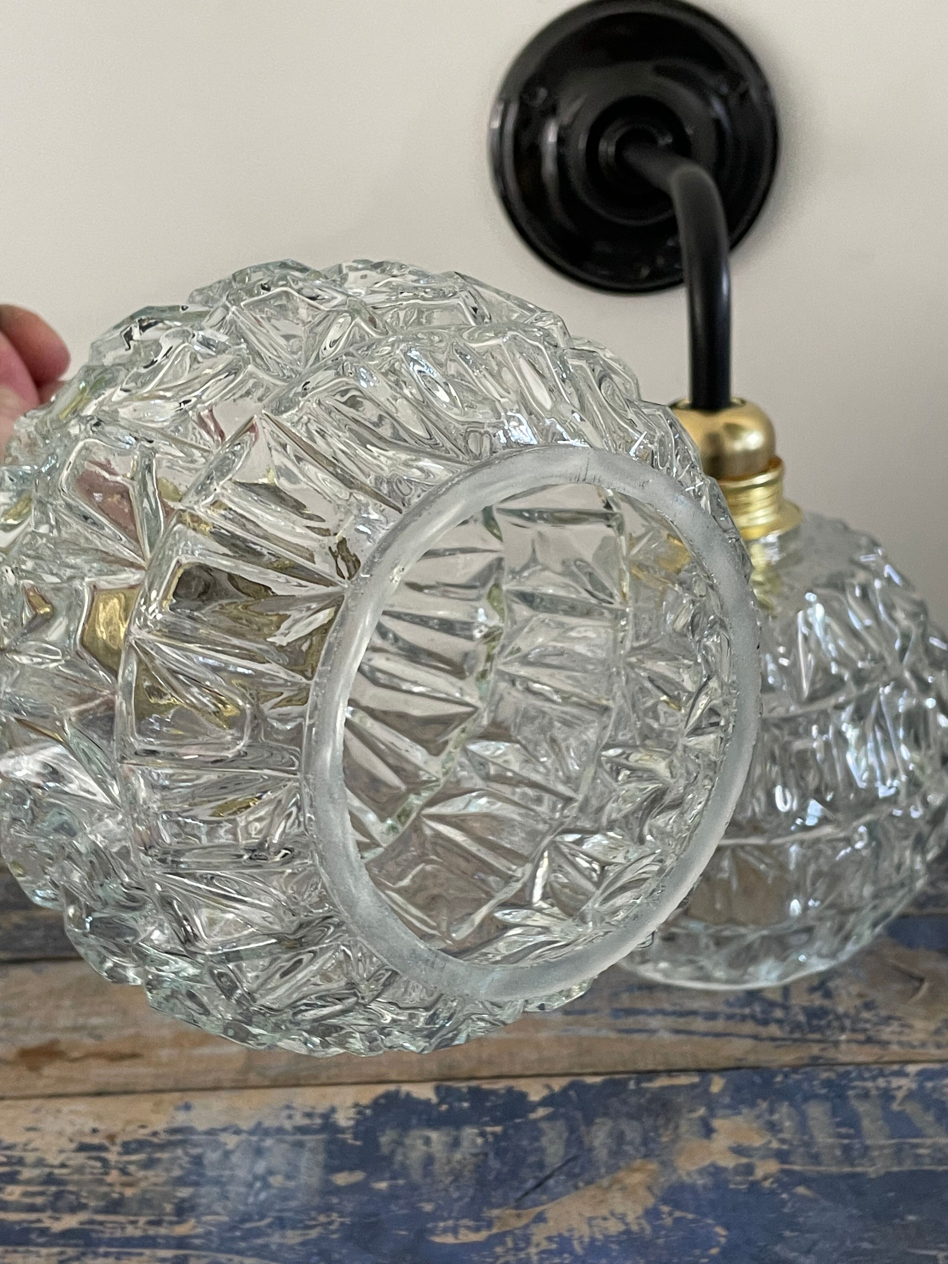 Pair of wall sconces globes in chiseled glass