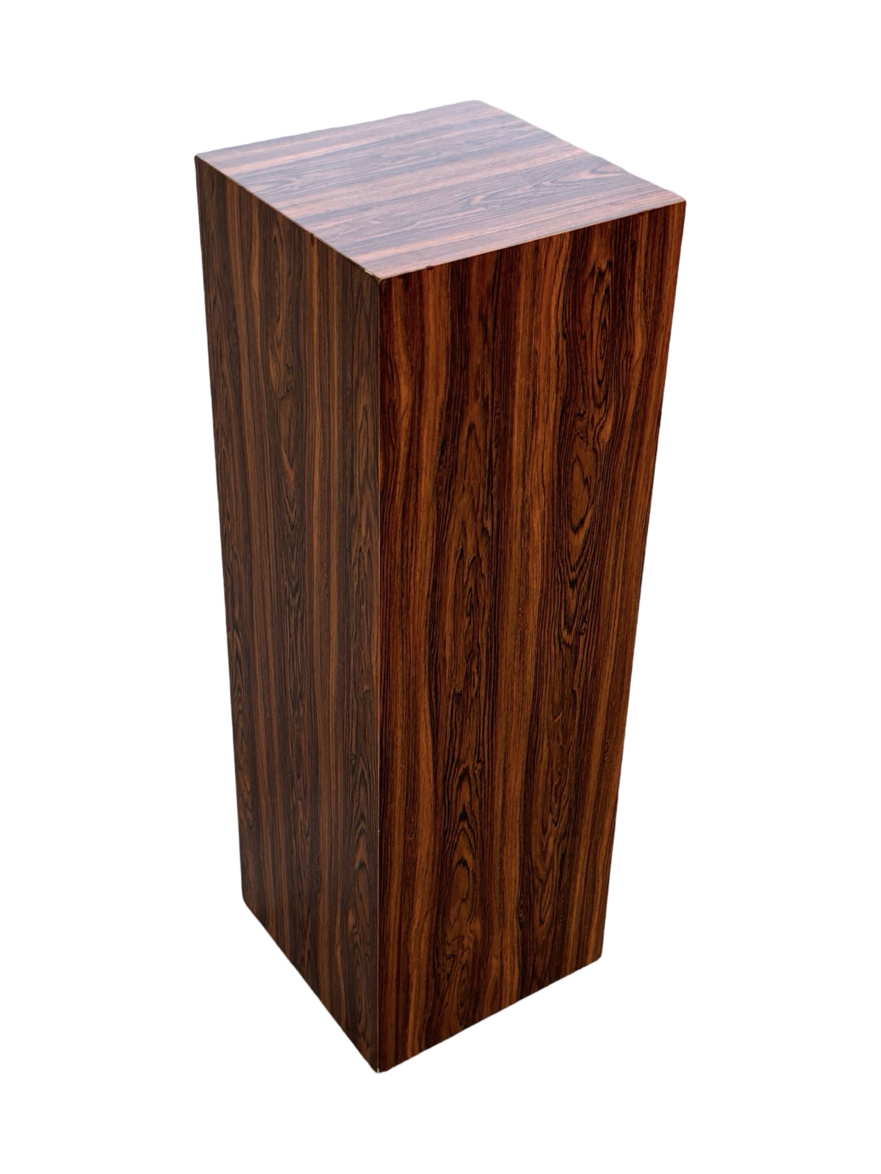 Vintage plant column in rosewood veneer 80s design