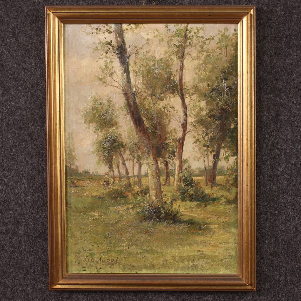 Painting landscape signed by M. Gheduzzi from the 40s