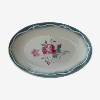 Ravier in cermal Digoin and Sarreguemines nina rosa decor floral