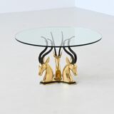 Hollywood Regency style coffee table brass antelope France 1970