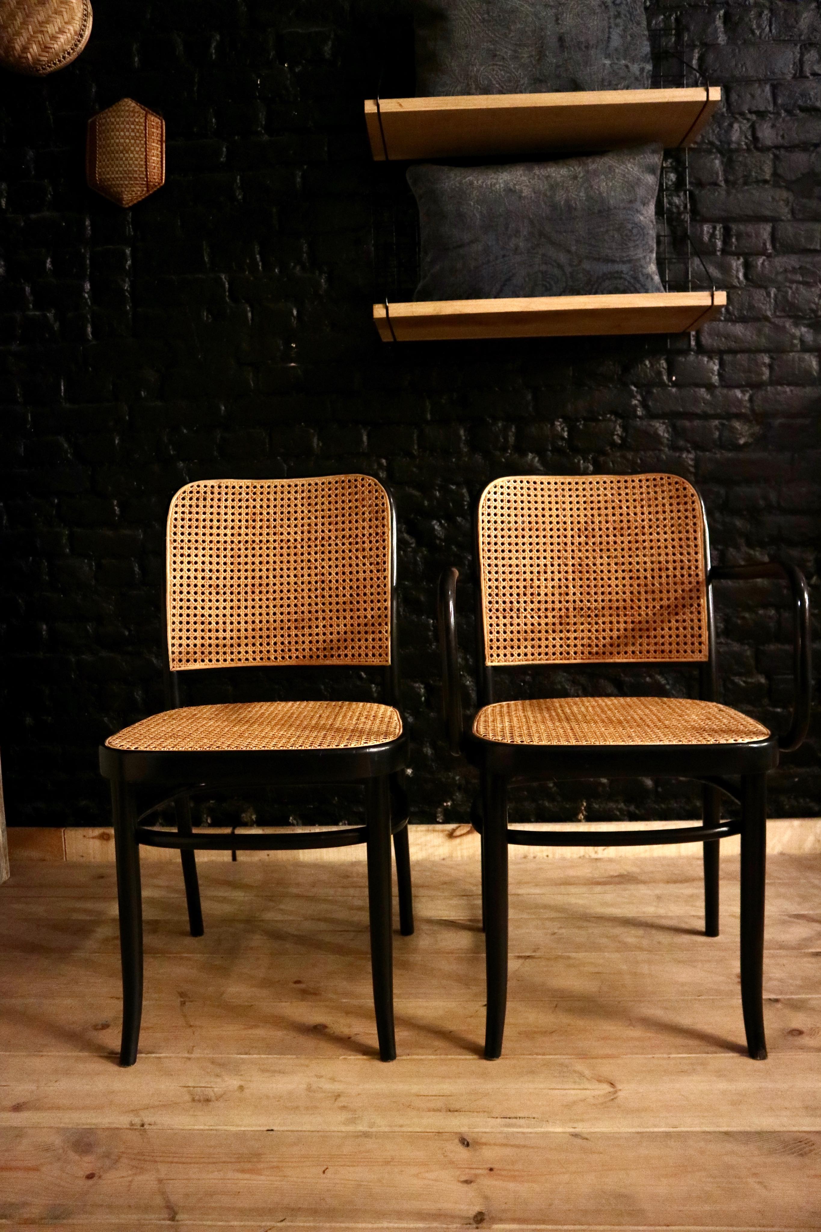 Lot an armchair and chair 811 Josef Hoffmann Thonet Prague