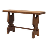 Banc rustique français en chêne massif, France, vers 1900