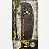 Sculpture murale cubiste en terre cuite émaillée. Allemagne, années 60