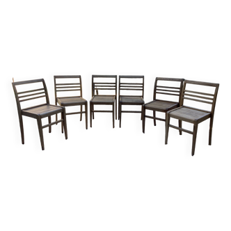 Set of 6 70s designer chairs in oak