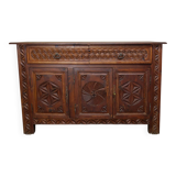 Carved pine sideboard, mountain folk art, 1950s