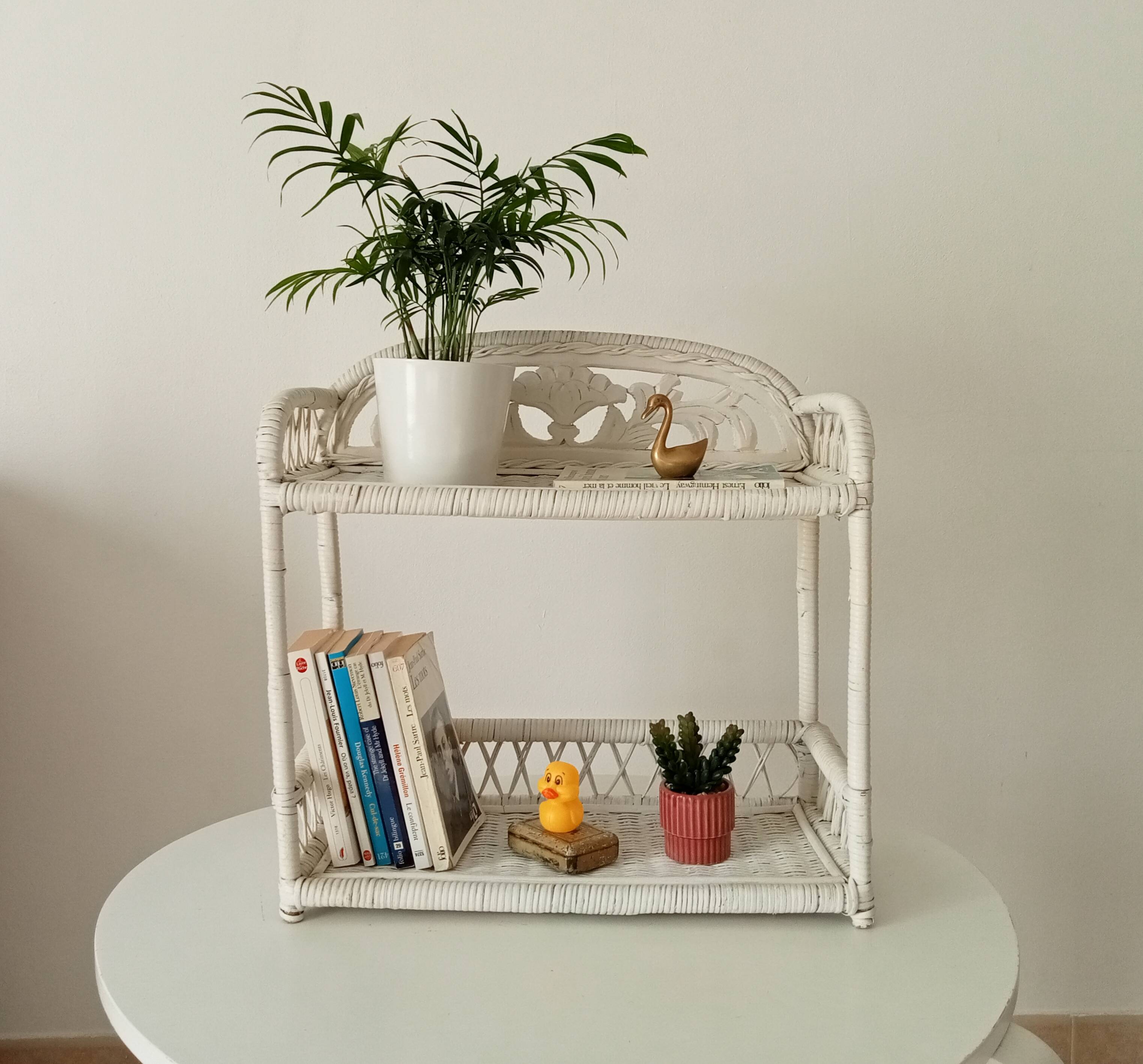 Vintage rattan wall shelf