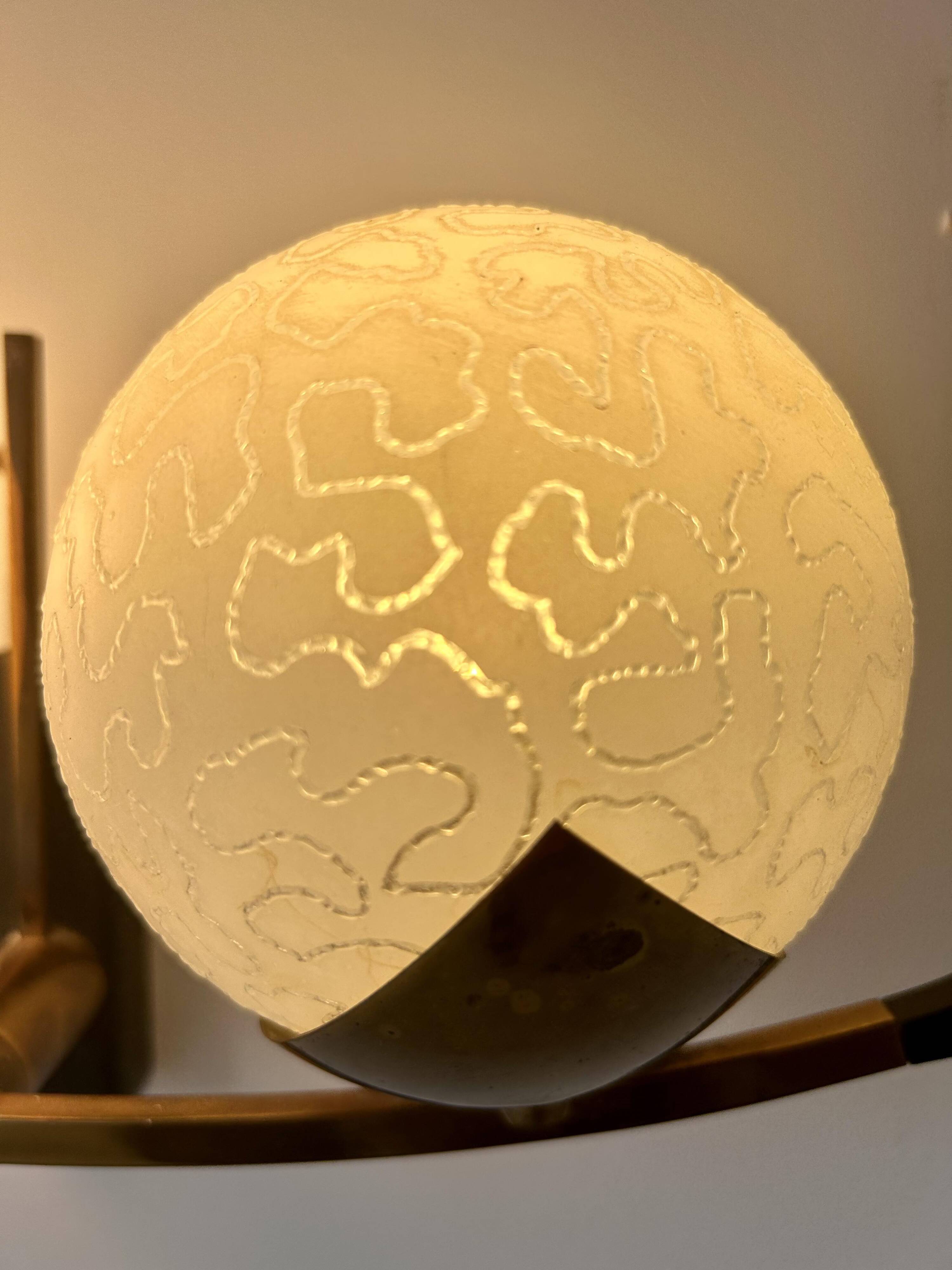 Vintage brass and opaline wall lamp, Arlus, France 1960s