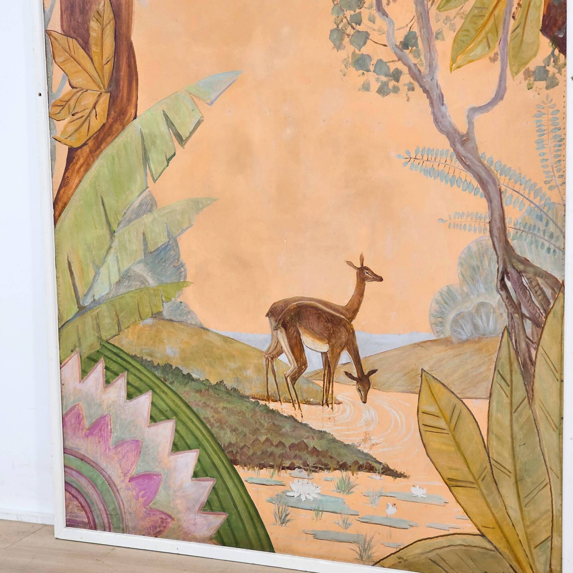 Art Deco panel painting signed P. Tavitian from the 1930s.