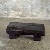 Small stool, black solid teak accent stool wabi-sabi L30 W8.5 H6.