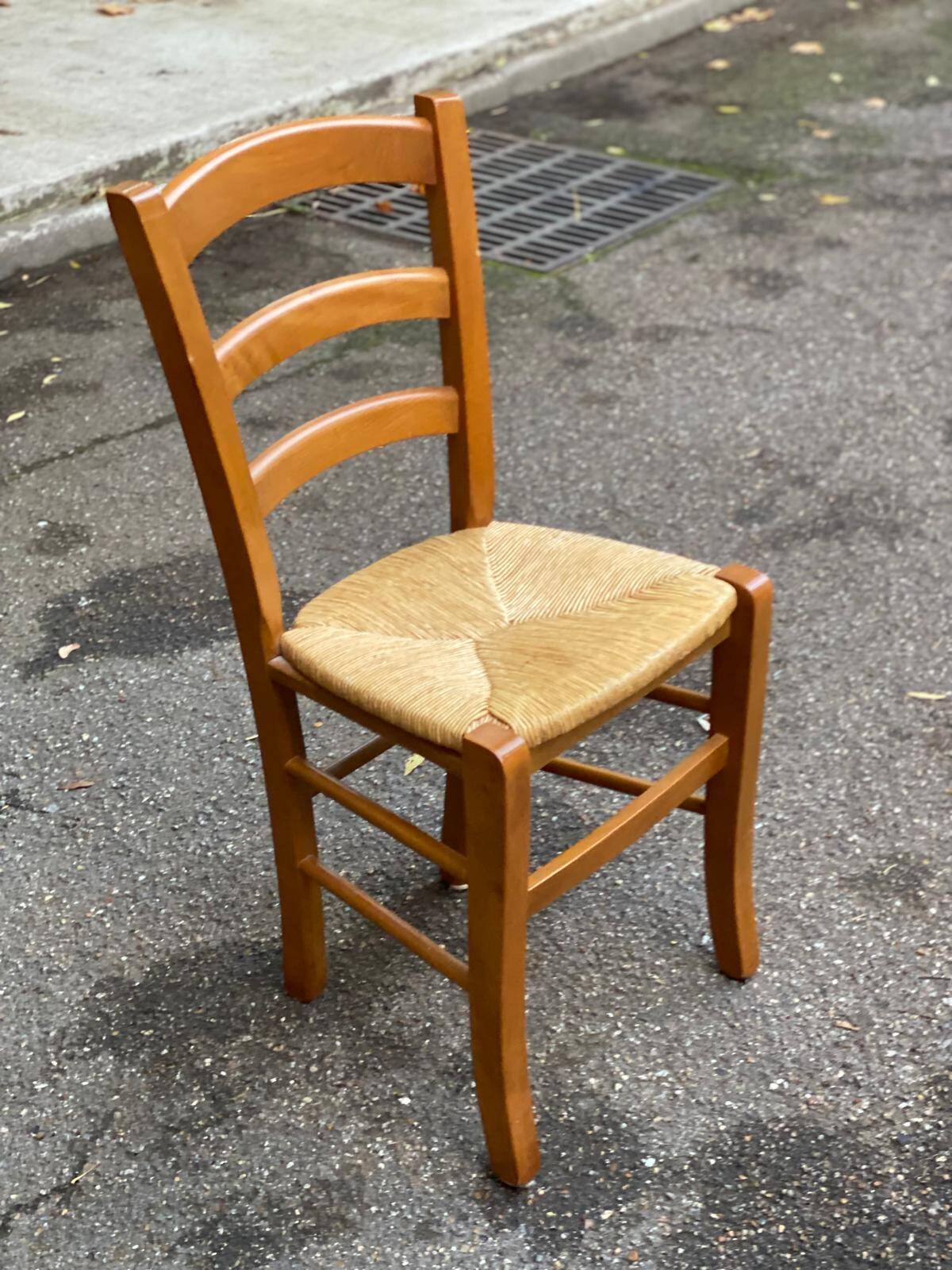 Louis Philippe solid oak and straw chair