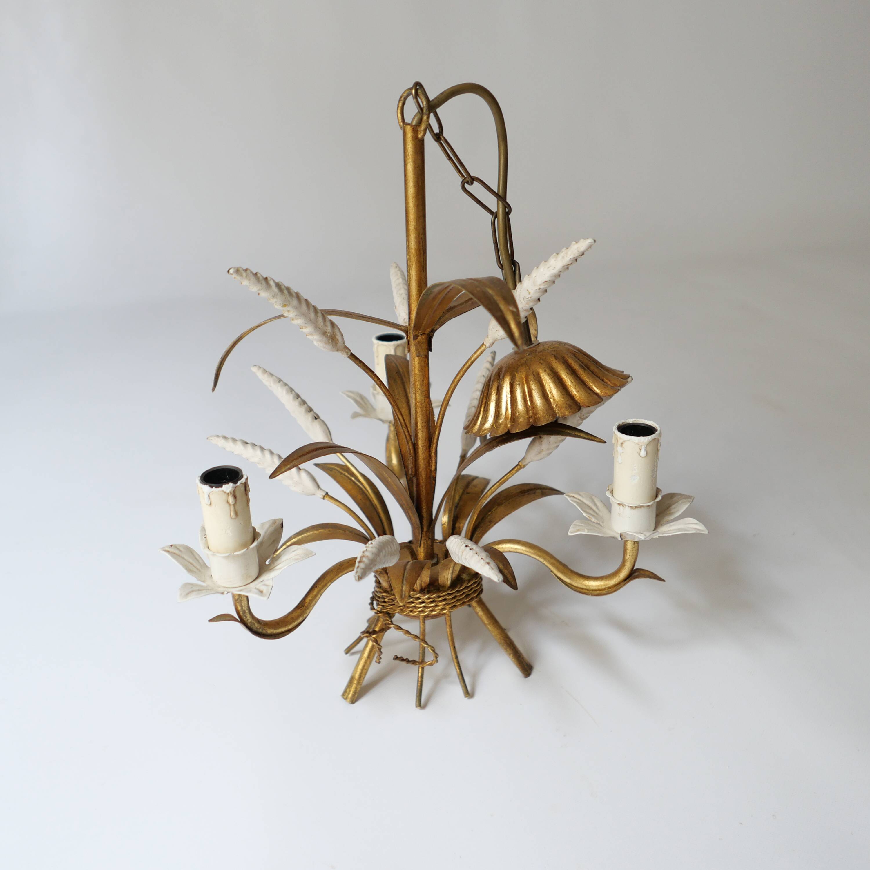 lampe lustre en metal vintage Kogl Hans design 1970 épis de blé