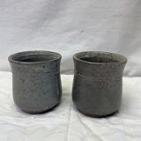 Set of 2 signed blue sandstone cups