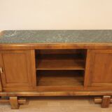 Art Deco Walnut TV Stand, 1950s, Mid-Century Modern Style