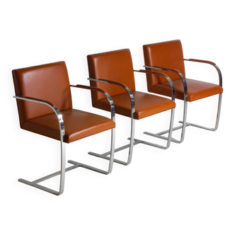 Ensemble de 3 chaises BRNO de Mies van der Rohe pour Knoll International, années 1970