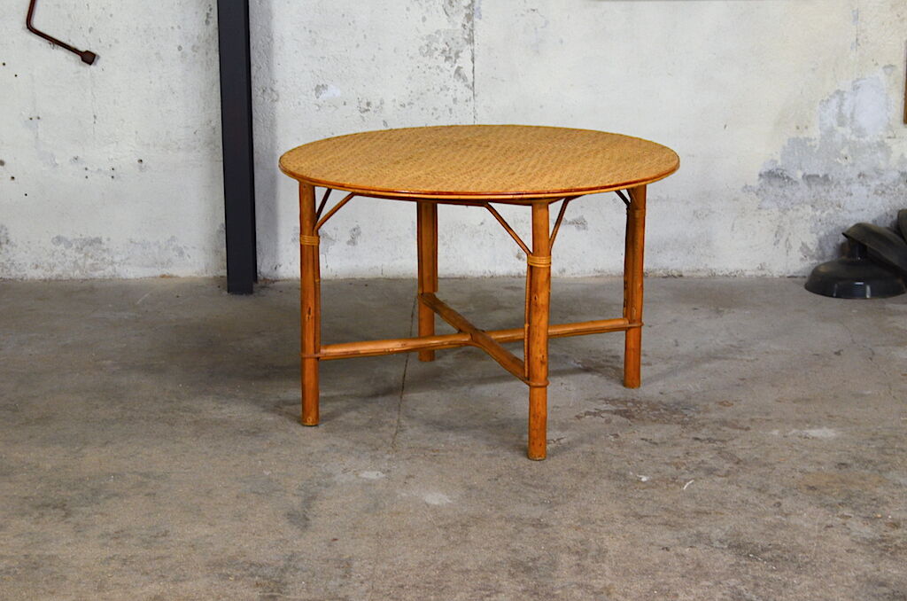 Léontine vintage 60's rattan dining table
