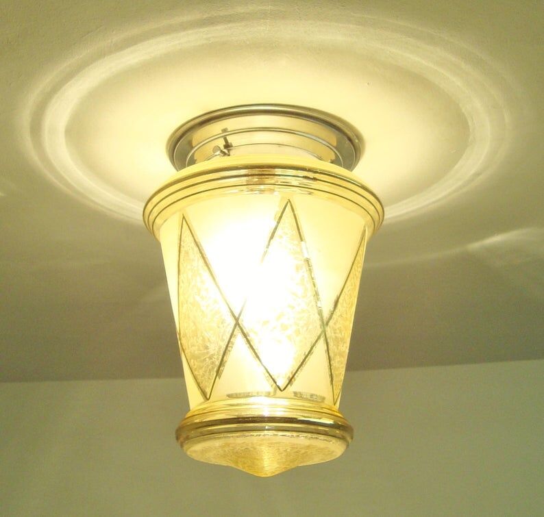 Ancient lantern of the 50s golden glass